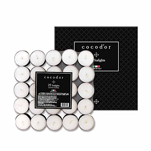 Cocodor Bougies Chauffe-Plat Parfumée/Fleur de Coton (Cotton Flower) / 25 pièces / 4-5 heures de combustion/Bougies à thé, Petites Décoratives Parfumée Bougies, Saint Valentin Décoration