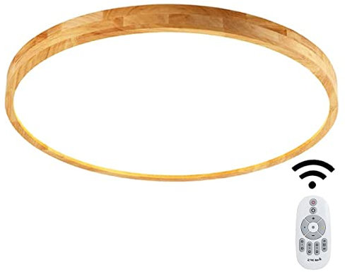 BEHWU LED Deckenleuchte Hölzerne Lampe Rundes Licht Deckenleuchte aus Holz Innenbeleuchtung Ultradünne 5CM Wohnzimmer Schlafzimmer Esszimmer Licht 50CM 36W 3240LM