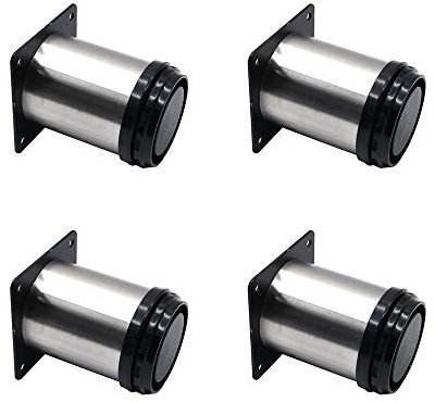 NUZAMAS Lot de 4 pieds de meubles réglables en acier inoxydable 60 x 80 mm pour armoire, table basse, TV