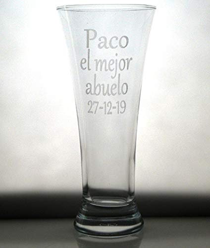 VASO DE CERVEZA grabado y personalizado CON EL TEXTO QUE DESEE. Regalo día del padre, cumpleaños, aniversario, jubilación, para hombre o mujer. Regalo práctico, elegante, divertido y original.