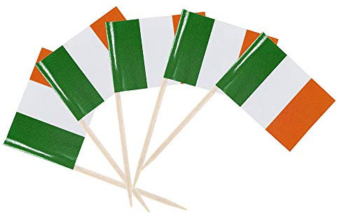 Tectsia St. Patrick's Day Irischer Zahnstocher und Mini-Flagge, Set – 100 Stück Cupcake-Topper, Nordirland-Designs, Party-Dekoration