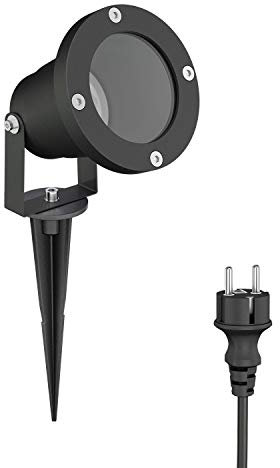 ledscom.de LED Gartenstrahler DUK schwarz mit Erdspieß für außen, Aluminium, ohne Leuchtmittel