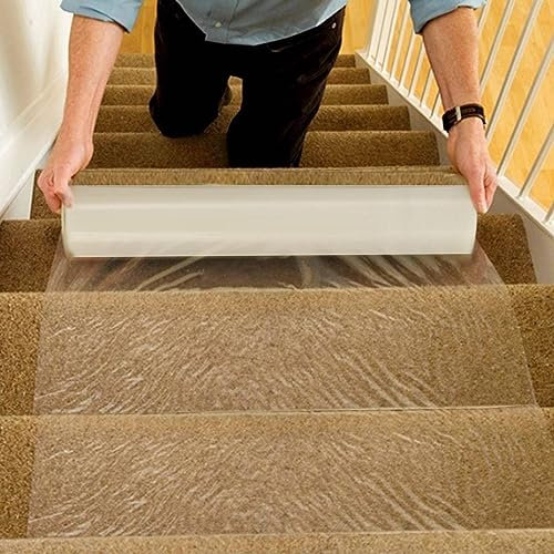Shoze Carpet Protector Roll 60cmx100m - Self-Adhesive Protective Film for Carpet Floor Protection - Transparent, Water Resistant, Dust Prevention