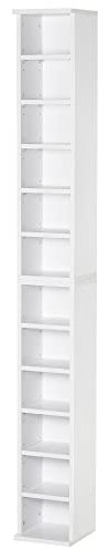 HOMCOM Lot de 2 étagères colonnes Armoire de Rangement CD-DVD 6 + 6 Compartiments 21 x 22,5 x 88,5 cm capacité Max. 204 CD Blanc