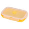 Silicone Collapsible Food Storage Containers, 500ml Collapsible Bento Box, Portable Lunch Container, Foldable Lunch Box, Picnic Boxes for School, Office, Camping, Hiking, Yellow, 6.3 * 3.9 * 1.2in