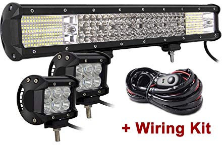 SKYWORLD LED Zusatzscheinwerfer, 50,8 cm 20 Zoll 510W LED Arbeitslicht Bar Spot Flutlicht Scheinwerfer, 2 X 18W Flood Offroad Scheinwerfer Arbeitslicht mit Kabelbaum für UTV ATV SUV LKW Traktor