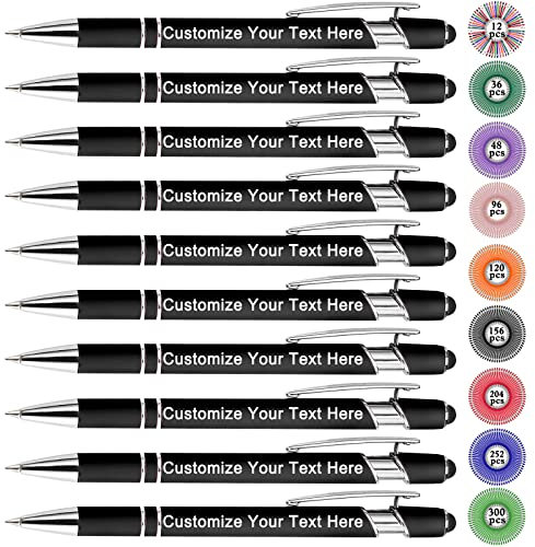 Qingxily Personalisiert Kugelschreiber mit Gravur Hochwertig Personalisierter Metall Stylus Stift Soft-Touch-Kugelschreiber mit Namen Für Mädchen Männer Vielschreiber Schule Büro-12 Stück
