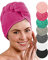 LAYNENBURG Premium Haarturban mit Knopf aus 100% Baumwolle - Haar-Handtuch inkl. 4 Haargummis - für Kurze und Lange Haare – Turban Handtuch ist schnelltrocknend und saugstark (Fuchsia)