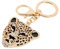 Pssopp Schlüsselanhänger Mode Kristall Leopard Kopf Schlüsselanhänger Leopard Kopf Auto Tasche Anhänger für Mädchen Geburtstagsgeschenk(Gold)