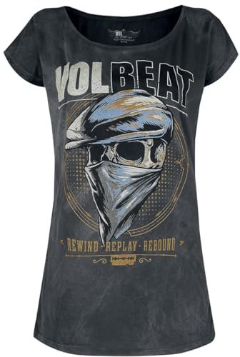 Volbeat Bandana Skull Frauen T-Shirt grau M 100% Baumwolle Band-Merch, Bands