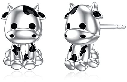 Damen Kuh Ohrringe 925 Sterling Silber Kühe Ohrstecker Cow Schmuck geschenke für Frauen Mädchen Kuhliebhaber