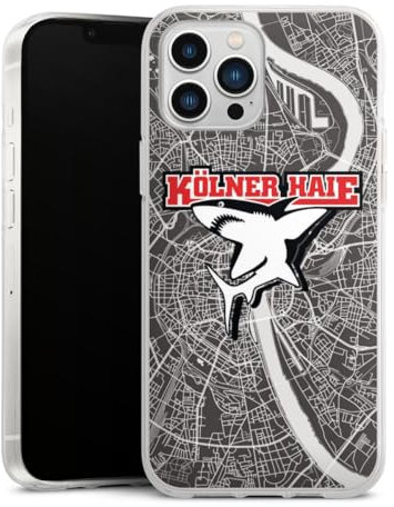 Silikon Hülle kompatibel mit Apple iPhone 13 Pro Max Case transparent Handyhülle Offizielles Lizenzprodukt Kölner Haie Eishockey