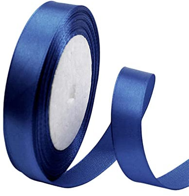 POPOYU Satinband Navy Blau 15mm,23 Meters Dekoration Präsent Geschenkband Breit Schleifenband, Stoffband für Kleid Hochzeit, Taufe und Geburtstag Geschenke,Satin Dekoband, Deko Band Geschenkverpackung