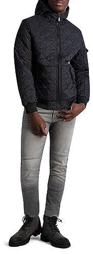KARL LAGERFELD Herren Quilted Bomber Diamond Quilt with Rib Knit Trims Trainingsjacke, Schwarz, S