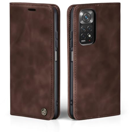 LBH Handyhülle für Xiaomi Redmi Note 11 / 11S in Dunkelbraun mit Karten- und Geldfach Smartphone Hülle mit Standfunktion Flip Case Schutzhülle Magnetverschluss Vintage