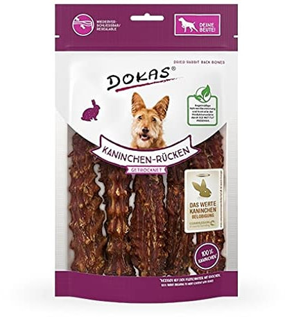 Dokas Kaninchenrücken getrocknet - leckerer Kausnack für Hunde - Barf-Snack