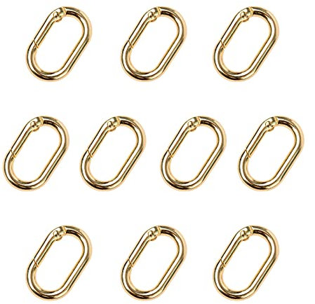 TAIYOU 10 Stück Karabinerhaken Gold Ringkarabiner Karabiner Ring Schlüsselanhänger Karabinerring Oval Spring Buckle Clip für DIY Handwerk Zubehör Schlüsselkette Rucksack Strap Kette