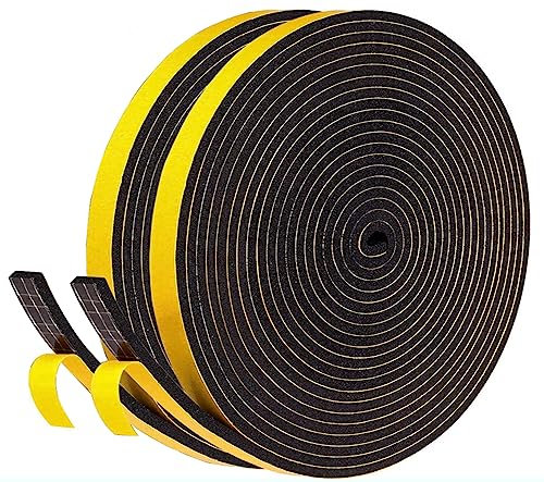 Nastro Autoadesivo in Schiuma, 9mm(Larghezza) x 3mm(Spessore), Guarnizione in Gomma per Porte e Finestre, Anti Freddo, Rumore e Collisione, Lunghezza Totale 10M, Nero