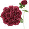 JUSMAI Künstliche Rosen, künstliche Blumen, mit langen Stielen, burgunderrot, Seidenblumen für Hochzeit, Blumenstrauß, Tafeldekoration, Party, Braut, Babyparty, Heimdekoration, 12 Stück