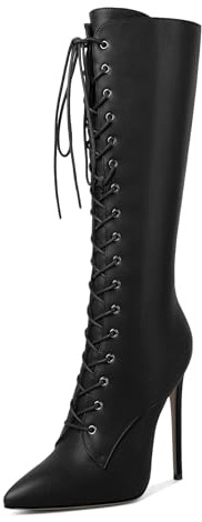 EDEFS Stivali con Tacco Alto Donna,Stivali Alti Donna Tacco a Spillo 12CM,Donna Stivaletti al Ginocchio