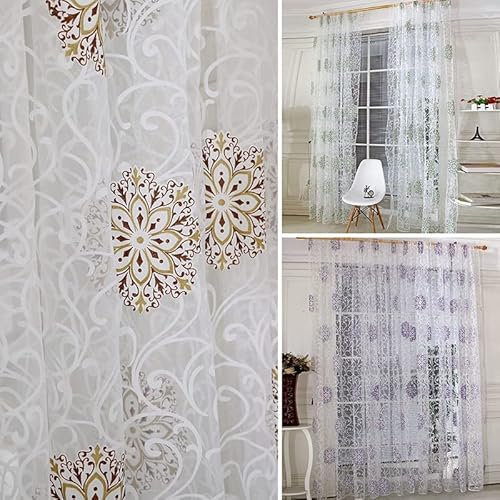 Zimmer Floral Tüll Fenster Vorhang Drape Panel Aufkleber Schal Valances Tür Dekor Wohnzimmer Schlafzimmer Vorhang 2021