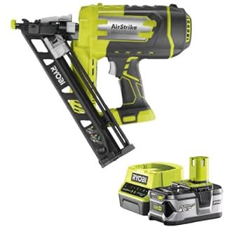 Confezione RYOBI 18V OnePlus R15GN18-0 chiodatrice ad aria inclinata - 1 batteria 4,0Ah - 1 caricatore rapido RC18120-14