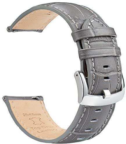 OTTOODY Leder Uhrenarmbänder 18mm 20mm 21mm 22mm Alligator Grain, Schnellverschluß Armband für Herren Damen, Hochwertige Ersatz Uhrenarmband für Uhr und Smartwatch