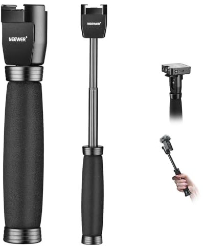 Neewer 12/30cm Telescoping Interview Mic Handle for Wireless Go, Lavalier Video Microphone Handheld Adapter with Cold Shoes Compatible with RODE Wireless Go II DJI Mic CM22, MS004