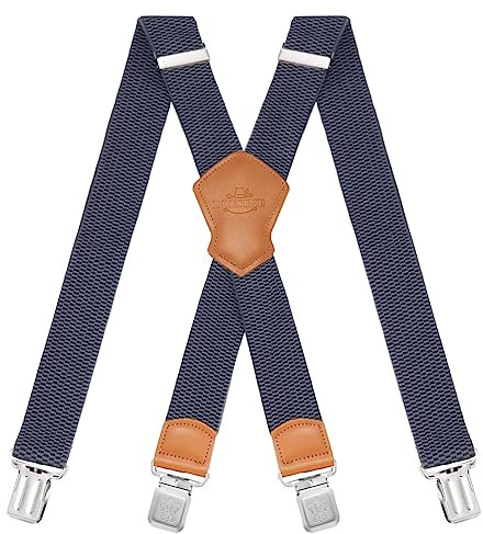 Dresime Hosenträger für Herren mit 4 starken Clips 4cm breit, X Form elastisch einstellbar Länge für Männer und Damen Overalls Jeans, Arbeitshosen, Jumpsuits, Motorradhosen, etc.