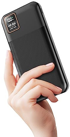 Batterie Externe, 22.5W Power Bank 10000mAh, Batterie Portable (USB C Input&Output) PD3.0 QC3.0 Charge Rapide LED Power Bank, Compatible avec iPhone 14 13 12 11 X Samsung Xiaomi Huawei iPad (Noir)