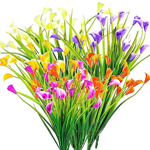 6 Pezzi Fiori di Calla Artificiali, Fiori Decorativi in Plastica, Piante Finte Resistenti Ai Raggi UV Decorazioni per Interni All'aperto, per Casa, Giardino, Ufficio, Cucina, Tavolo (5 Colori)