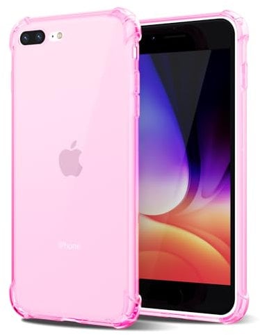 Svanove for iPhone 7 Plus Case & iPhone 8 Plus Case Clear, Transparent Jelly Protective Silicone Phone Case Design for Women Girly Cute, Thin Slim Soft Flexible TPU Shockproof Bumper, Clear Pink