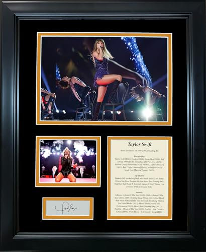 HOFSM.COM Hall of Fame Sports Memorabilia Gerahmte Taylor Swift Discography Faksimile Lasergravur Signaturauto 27,9 x 35,6 cm Musikfoto-Sig Collage