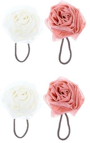 Beavorty 4pièces Boule De Bain Fleurs Éponge Exfoliante Lavable Douceur Et Élégance Pour Détente Sous La Poudré Lacté