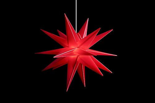 Sterntaler Dekostern | Weihnachtsstern Kunststoff | 18-Zacker Faltstern | Rot | 55cm | Innen und Außen | LED | Netzstecker