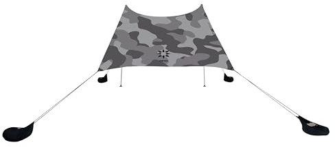 Neso Tents Grande Strandzelt, 2,1 m hoch, 2,7 x 2,7 m, verstärkte Ecken und Kühltasche (Grau Camo)