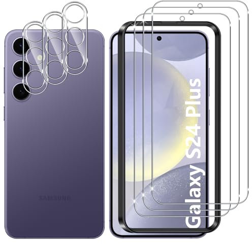 Lutree pour Samsung Galaxy S24 Plus 5G/S24+ 5G Verre Trempé, 3+3 Pièces Protection écran+Caméra Arrière Protecteur Film, 9H Dureté HD Anti-Rayures Sans Bulles Protecteurs d'écran