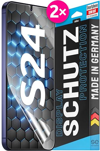 2x se® Film de Protection 3D Transparent pour Samsung Galaxy S24, Auto-réparateur, Compatible Empreinte & FaceID, Installation Sans Bulles, Résistant aux Chocs et Rayures, Fabriqué en Allemagne