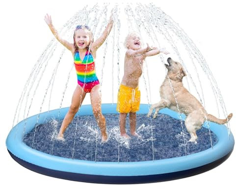 CHAWONER Almohadilla de salpicaduras para perros, 170 cm, antideslizante, para perros, plegable, inflable, para cachorros, tapete de juego para exteriores, jardín, playa, patio trasero