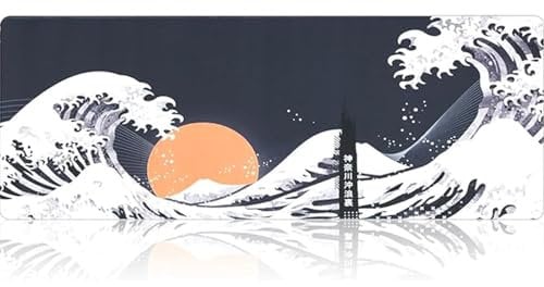 Venit Keys Black Mouse Pad (11.8 * 31.5in), Japanese Style Large Full Desk Mouse Mat, Waterproof and Anti-Slip Keyboard Mouse Gaming Pad for Office& Home (Mt. Fuji, Japan2)