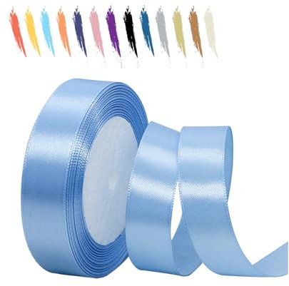 Wasserblau 20mm Satinband 23 Meter, Polyesterband, verschönern Sie Ihre Bastelarbeiten und Feiern, ideal für Geschenkverpackungen, Dekorationen, Hochzeitsautoband, Bänder zum Basteln