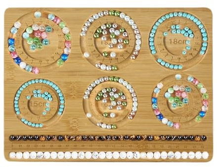 Generic Perlentablett aus Holz, Perlenbrett zur Schmuckherstellung - Holzperlenbrett-Tablett - Holz-Halsketten-Armband-Design-Tablett für Anfänger und Profis, RP043J775RX8SP0X9DPX