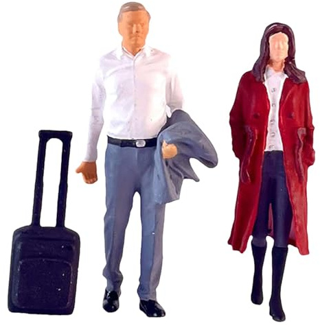 TTETTZ 2x 1/64 Frauen Und Männer Figuren mit Koffer Spur Sand Tisch Layout