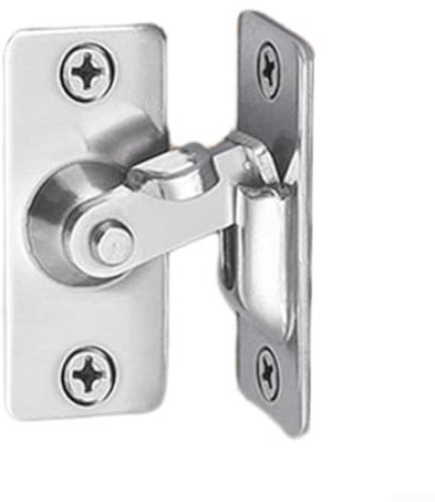 90 Degree Right Angle Door Lock Buckle Sliding Door Latch 304 Stainless Steel Safety Door Lock Bolt, Suitable For Casement Sheds Drawers Cabinets Wooden Doors Metal Door(Silver L)
