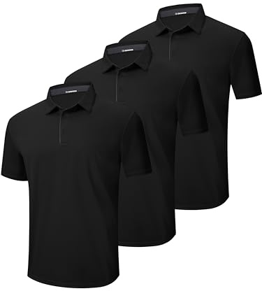 DEHORU 3 Pack Poloshirt Herren Kurzarm Golf T-Shirts | Schnelltrocknend Atmungsaktives Leicht Sport Polohemd für Golf, Tennis, Work and Casual Wear