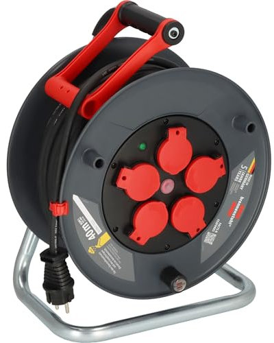 Brennenstuhl Avvolgicavo professionale 320 KU 4200, cavo 40 m nero, realizzato in plastica speciale, per uso in cantiere e uso esterno permanente, Made in Germany