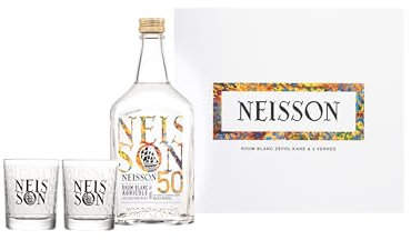 NEISSON - Coffret Ti-punch Blanc & 2 verres - Rhum Agricole - Alcool 50% - Notes de Réglisse & Miel - 70cl + 2 verres