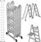 Aluminium Multi Purpose Combination Ladders Extendable 4x4 Rungs with Platform, 4.7M(15.4FT) Folding Ladders Telescopic Step Ladder with Stabiliser Bar for Stair Ladders Decorating, Max Load 330lbs