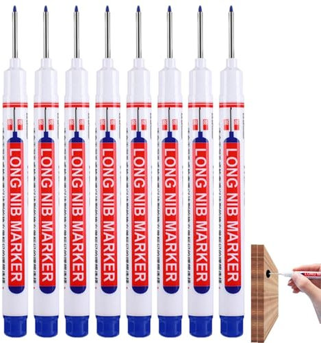 Holzbearbeitungsmarker, Konstruktionsmarker, 8 Stück Marker mit tiefer Reichweite | 8 Stück Marker mit langer Nase | Holzstift für Präzisionsarbeiten in der Dekoration, Architekt