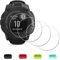 iDaPro [4Pcs para Protector de pantalla Garmin Instinct 2X Solar Tactical(no para Instinct 2/2S)+[4Pcs] tapones antipolvo de silicona,vidrio templado,Dureza 9H,Antiarañazos,Antiburbujas,Antihuellas